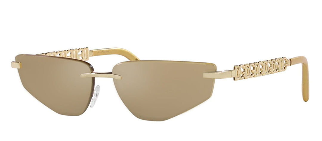 Dolce & Gabbana ACTIVE DG 2301 02/03 Fashion Metal Gold Sunglasses with Gold Mirror Lens