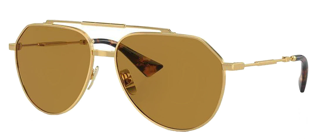 DOLCE & GABBANA DG 2302 02/53 Pilot Gold Metal Sunglasses with Brown Lens