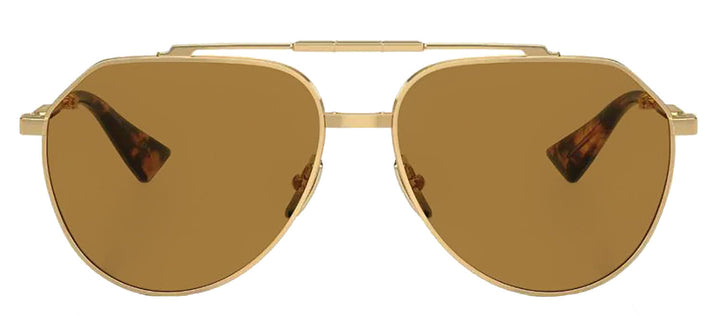 DOLCE & GABBANA DG 2302 02/53 Pilot Gold Metal Sunglasses with Brown Lens