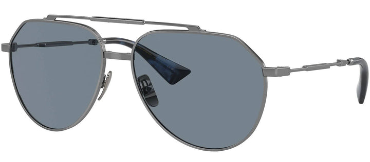 DOLCE & GABBANA DG 2302 04/56 Pilot Gunmetal Metal Sunglasses with Light Blue Lens