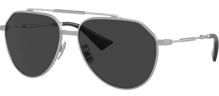DOLCE & GABBANA DG 2302 136648 Pilot Matte Silver Metal Sunglasses with Polarized Black Lens