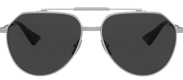 DOLCE & GABBANA DG 2302 136648 Pilot Matte Silver Metal Sunglasses with Polarized Black Lens