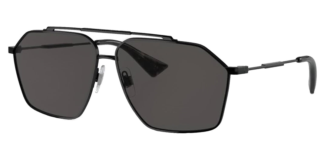 DOLCE & GABBANA DG 2303 01/87 Pilot Black Metal Sunglasses with Dark Grey Lens