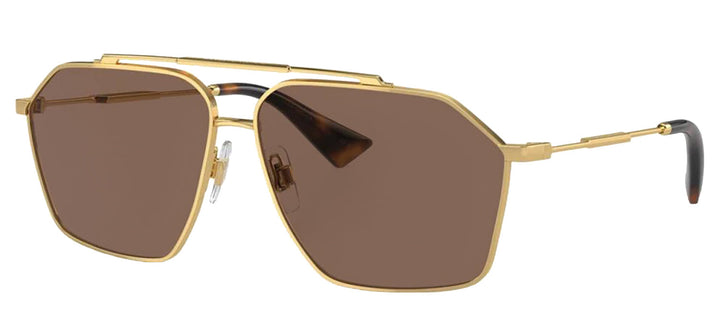 DOLCE & GABBANA DG 2303 02/73 Pilot Gold Metal Sunglasses with Dark Brown Lens
