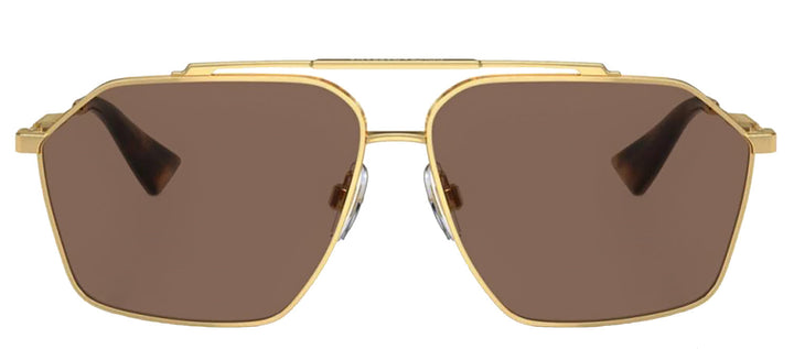 DOLCE & GABBANA DG 2303 02/73 Pilot Gold Metal Sunglasses with Dark Brown Lens
