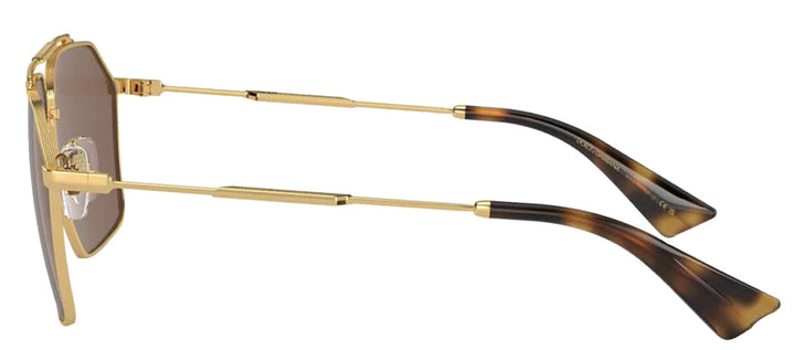 DOLCE & GABBANA DG 2303 02/73 Pilot Gold Metal Sunglasses with Dark Brown Lens