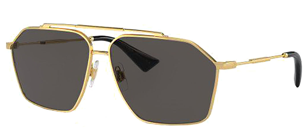 DOLCE & GABBANA DG 2303 02/87 Pilot Gold Metal Sunglasses with Dark Grey Lens