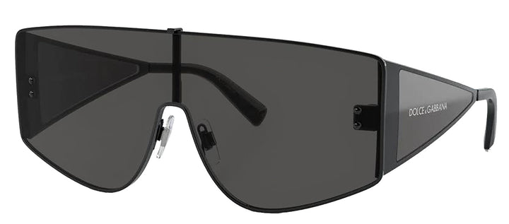 DOLCE & GABBANA DG 2305 01/87 Rectangle Black Metal Sunglasses with Dark Grey Lens