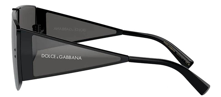 DOLCE & GABBANA DG 2305 01/87 Rectangle Black Metal Sunglasses with Dark Grey Lens