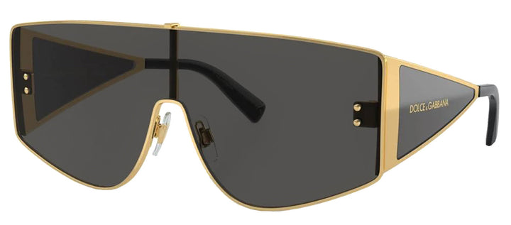 DOLCE & GABBANA DG 2305 02/87 Rectangle Gold Metal Sunglasses with Dark Grey Lens