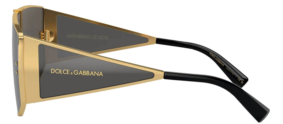DOLCE & GABBANA DG 2305 02/87 Rectangle Gold Metal Sunglasses with Dark Grey Lens