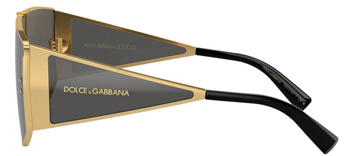 DOLCE & GABBANA DG 2305 02/87 Rectangle Gold Metal Sunglasses with Dark Grey Lens