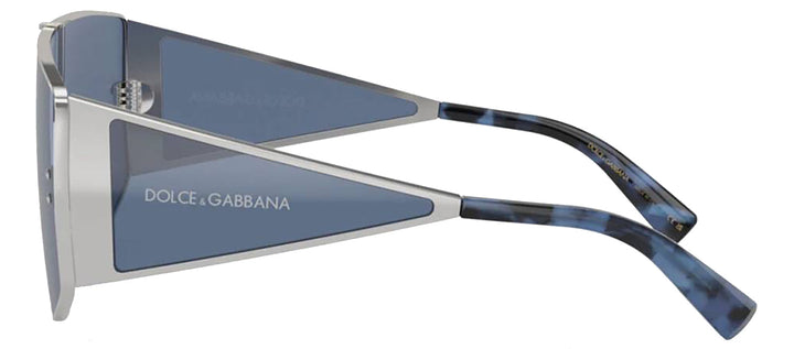 DOLCE & GABBANA DG 2305 05/80 Rectangle Silver Metal Sunglasses with Dark Blue Lens