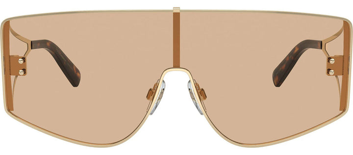 DOLCE & GABBANA DG 2305 13655A Rectangle Light Gold Metal Sunglasses with Light Brown Mirror Flash Gold Lens