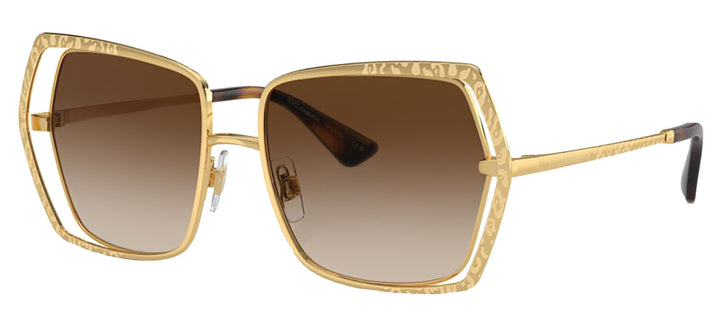 DOLCE & GABBANA DG 2306 02/13 Butterfly Gold Metal Sunglasses with Gradient Brown Lens