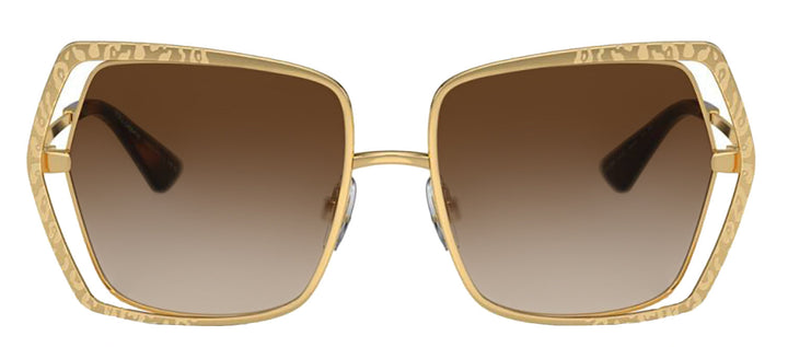 DOLCE & GABBANA DG 2306 02/13 Butterfly Gold Metal Sunglasses with Gradient Brown Lens