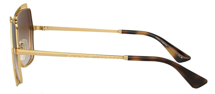 DOLCE & GABBANA DG 2306 02/13 Butterfly Gold Metal Sunglasses with Gradient Brown Lens