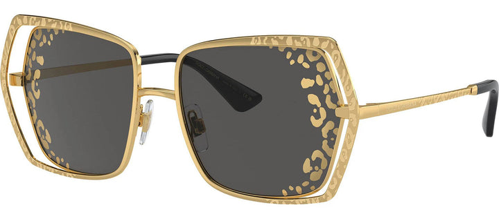 DOLCE & GABBANA DG 2306 02/GT Butterfly Gold Metal Sunglasses with Dark Grey Tampo Side Leopard G Lens