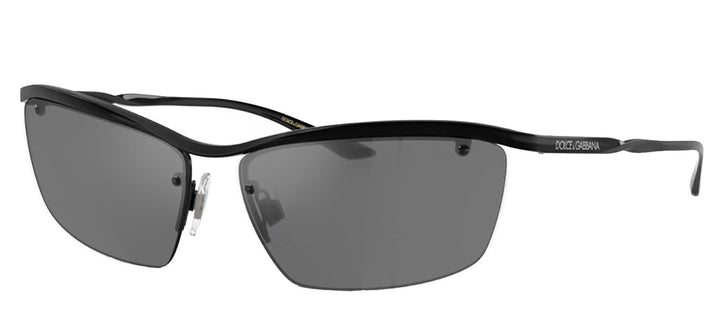 DOLCE & GABBANA DG 2307 01/6G Rectangle Black Metal Sunglasses with Grey Mirror Black Lens