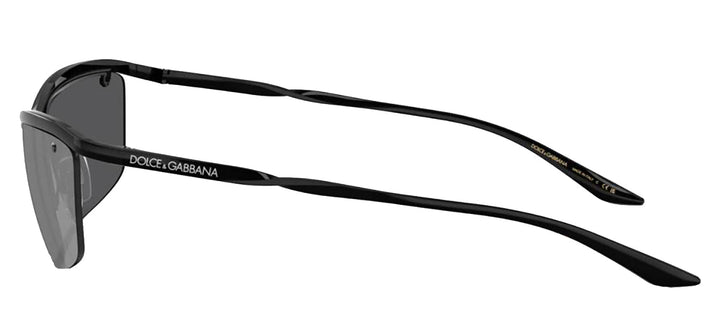 DOLCE & GABBANA DG 2307 01/6G Rectangle Black Metal Sunglasses with Grey Mirror Black Lens