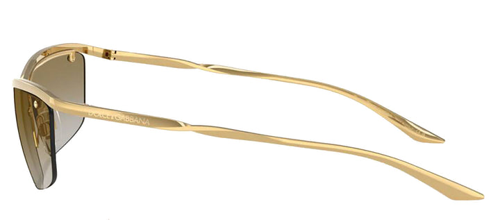 DOLCE & GABBANA DG 2307 02/6E Rectangle Gold Metal Sunglasses with Light Brown Mirror Gold Lens