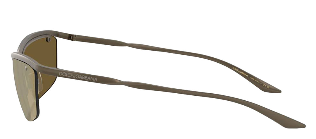 DOLCE & GABBANA DG 2307 13527I Rectangle Matte Bronze Metal Sunglasses with Brown Mirror Gold Lens