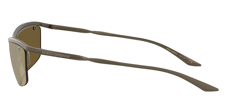 DOLCE & GABBANA DG 2307 13527I Rectangle Matte Bronze Metal Sunglasses with Brown Mirror Gold Lens