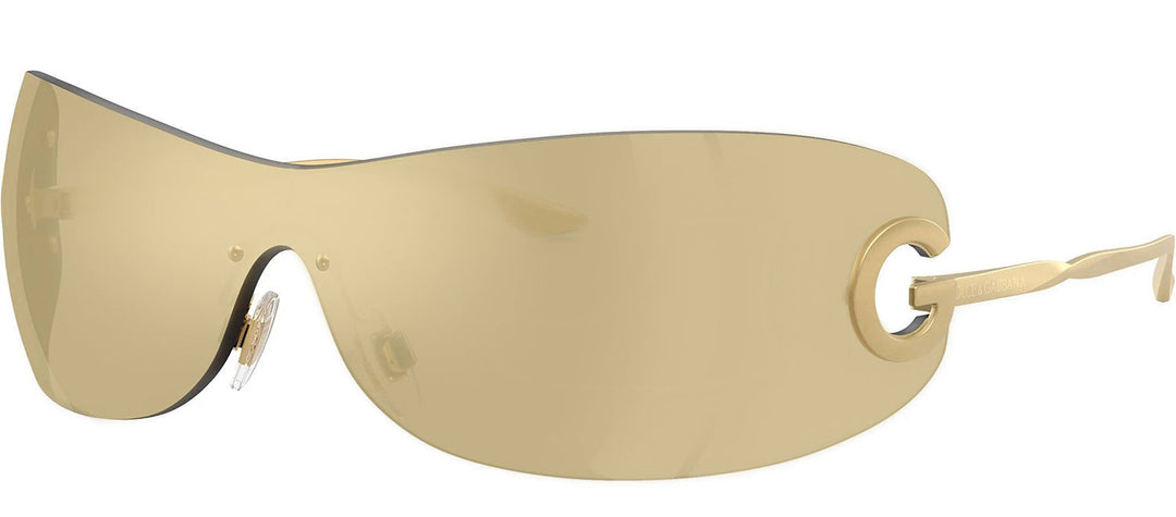 DOLCE & GABBANA DG 2308 12246E Butterfly Matte Gold Metal Sunglasses with Light Brown Mirror Gold Lens