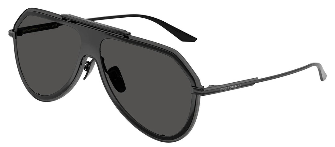 DOLCE & GABBANA DG 2309 01/87 Pilot Black Metal Sunglasses with Dark Grey Lens
