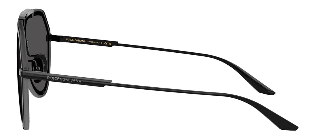 DOLCE & GABBANA DG 2309 01/87 Pilot Black Metal Sunglasses with Dark Grey Lens