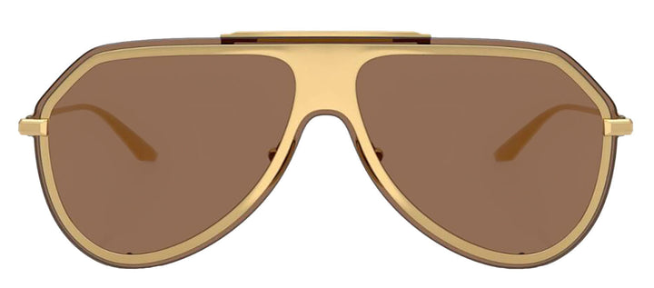 DOLCE & GABBANA DG 2309 02/73 Pilot Gold Metal Sunglasses with Dark Brown Lens