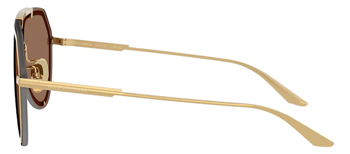 DOLCE & GABBANA DG 2309 02/73 Pilot Gold Metal Sunglasses with Dark Brown Lens