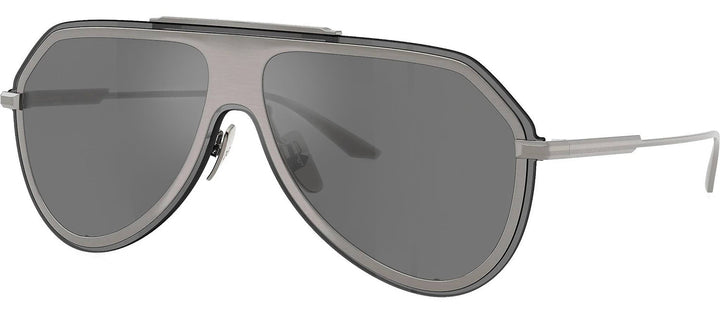 DOLCE & GABBANA DG 2309 11086G Pilot Brushed Gunmetal Metal Sunglasses with Grey Mirror Black Lens