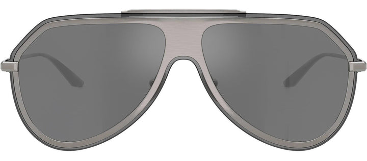 DOLCE & GABBANA DG 2309 11086G Pilot Brushed Gunmetal Metal Sunglasses with Grey Mirror Black Lens