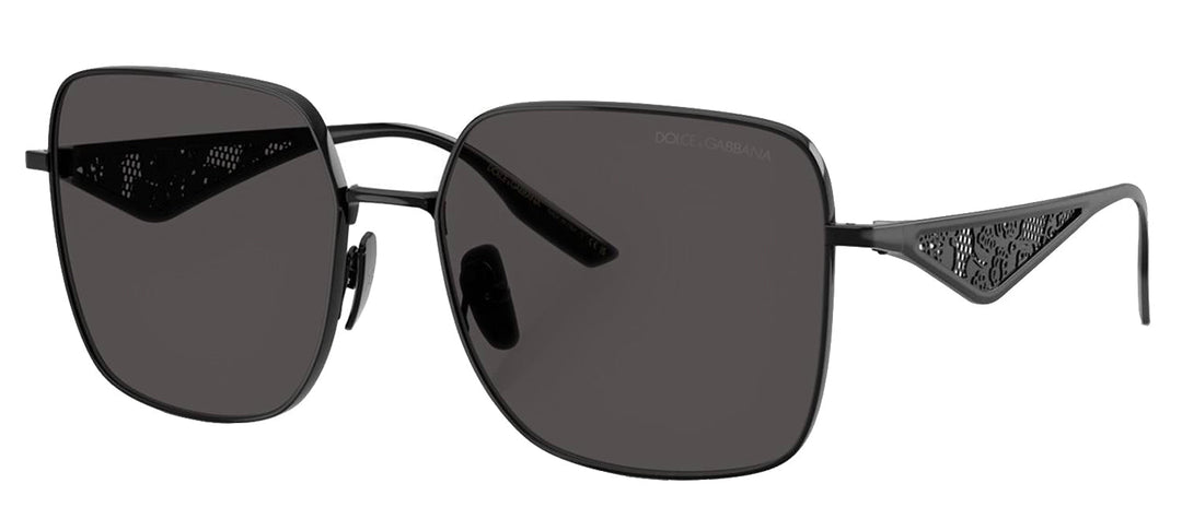 DOLCE & GABBANA DG 2310 01/87 Square Black Metal Sunglasses with Dark Grey Lens