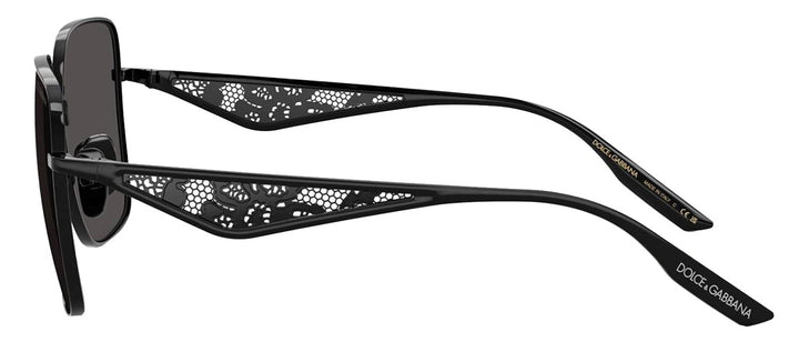 DOLCE & GABBANA DG 2310 01/87 Square Black Metal Sunglasses with Dark Grey Lens