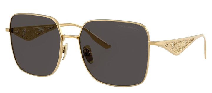 DOLCE & GABBANA DG 2310 02/87 Square Gold Metal Sunglasses with Dark Grey Lens