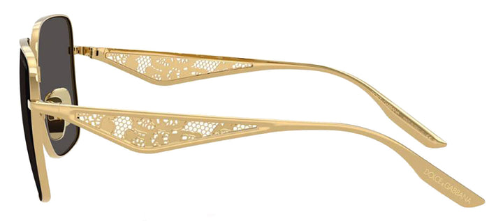 DOLCE & GABBANA DG 2310 02/87 Square Gold Metal Sunglasses with Dark Grey Lens