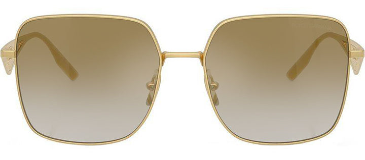 DOLCE & GABBANA DG 2310 12246E Square Matte Gold Metal Sunglasses with Grad Light Brown Mirror Gold Lens