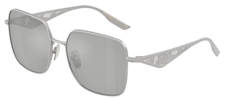 DOLCE & GABBANA DG 2310 13648V Square Matte Silver Metal Sunglasses with Clear Mirror Silver Lens