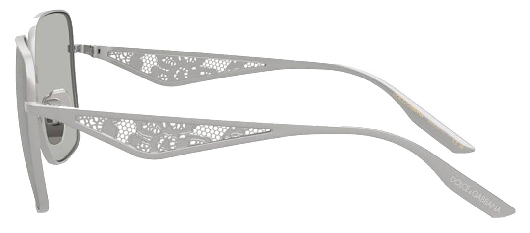 DOLCE & GABBANA DG 2310 13648V Square Matte Silver Metal Sunglasses with Clear Mirror Silver Lens
