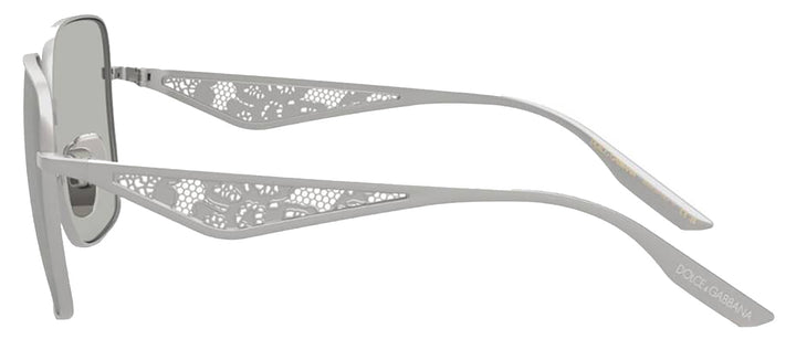 DOLCE & GABBANA DG 2310 13648V Square Matte Silver Metal Sunglasses with Clear Mirror Silver Lens