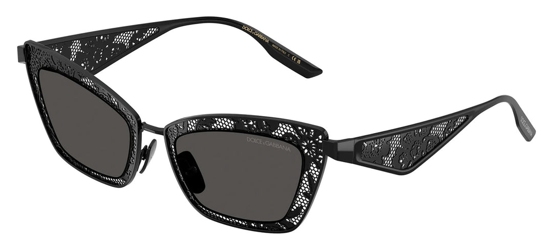 Dolce & Gabbana DG 2311 01/87 Cat-Eye Metal Black Sunglasses with Grey Lens