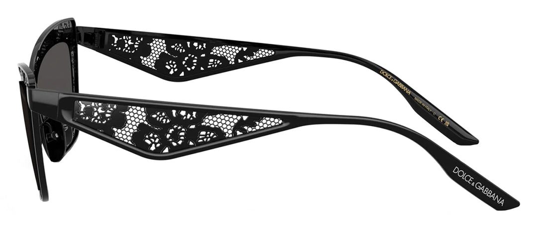 Dolce & Gabbana DG 2311 01/87 Cat-Eye Metal Black Sunglasses with Grey Lens
