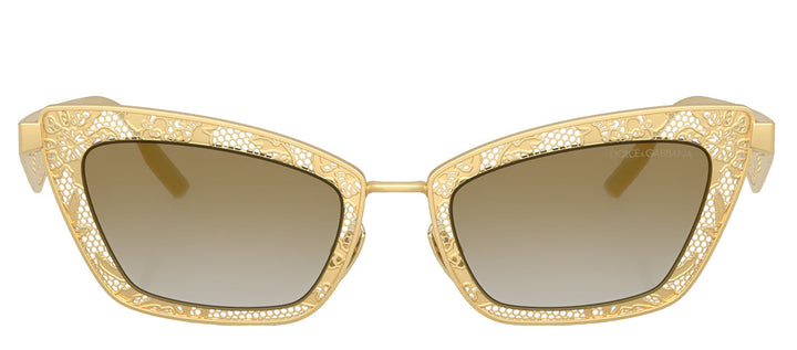 Dolce & Gabbana DG 2311 12246E Cat-Eye Metal Gold Sunglasses with Brown Gradient Lens