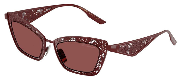 DOLCE & GABBANA DG 2311 131975 Cat Eye Bordeaux Steel Sunglasses with Dark Violet Lens