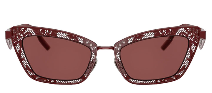 DOLCE & GABBANA DG 2311 131975 Cat Eye Bordeaux Steel Sunglasses with Dark Violet Lens