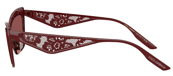 DOLCE & GABBANA DG 2311 131975 Cat Eye Bordeaux Steel Sunglasses with Dark Violet Lens