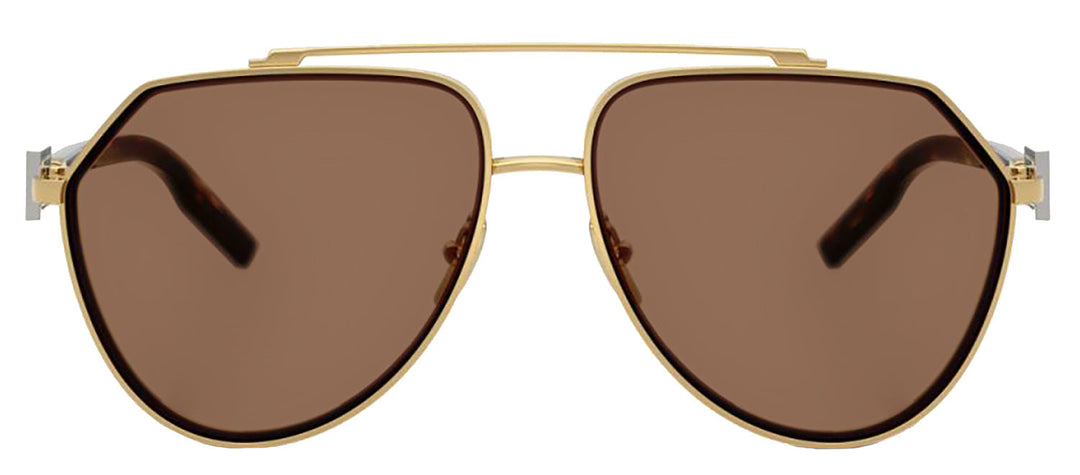 DOLCE & GABBANA DG 2315 02/73 Pilot Gold Metal Sunglasses with Dark Brown Lens