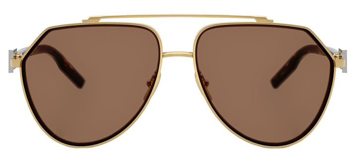 DOLCE & GABBANA DG 2315 02/73 Pilot Gold Metal Sunglasses with Dark Brown Lens